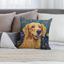 Load image into Gallery viewer, Euphoria in Bloom Golden Retriever Plush Pillow Case-Cushion Cover-Dog Dad Gifts, Dog Mom Gifts, Golden Retriever, Home Decor, Pillows-2
