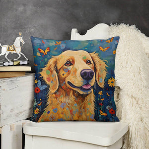 Euphoria in Bloom Golden Retriever Plush Pillow Case-Cushion Cover-Dog Dad Gifts, Dog Mom Gifts, Golden Retriever, Home Decor, Pillows-3