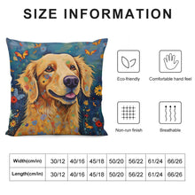 Load image into Gallery viewer, Euphoria in Bloom Golden Retriever Plush Pillow Case-Cushion Cover-Dog Dad Gifts, Dog Mom Gifts, Golden Retriever, Home Decor, Pillows-6