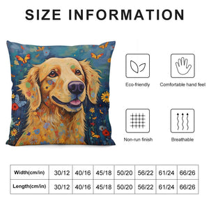 Euphoria in Bloom Golden Retriever Plush Pillow Case-Cushion Cover-Dog Dad Gifts, Dog Mom Gifts, Golden Retriever, Home Decor, Pillows-6
