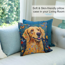 Load image into Gallery viewer, Euphoria in Bloom Golden Retriever Plush Pillow Case-Cushion Cover-Dog Dad Gifts, Dog Mom Gifts, Golden Retriever, Home Decor, Pillows-7