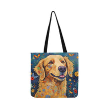 Load image into Gallery viewer, Euphoria in Bloom Golden Retriever Special Lightweight Shopping Tote Bag-Accessories-Accessories, Bags, Dog Dad Gifts, Dog Mom Gifts, Golden Retriever-White-ONESIZE-2