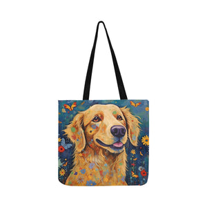 Euphoria in Bloom Golden Retriever Special Lightweight Shopping Tote Bag-Accessories-Accessories, Bags, Dog Dad Gifts, Dog Mom Gifts, Golden Retriever-White-ONESIZE-2