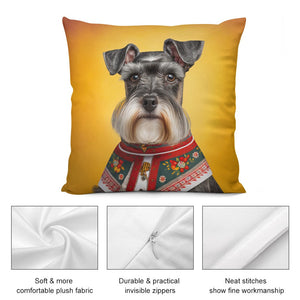 European Aristocrat Schnauzer Plush Pillow Case-Cushion Cover-Dog Dad Gifts, Dog Mom Gifts, Home Decor, Pillows, Schnauzer-2