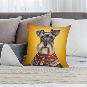 European Aristocrat Schnauzer Plush Pillow Case-Cushion Cover-Dog Dad Gifts, Dog Mom Gifts, Home Decor, Pillows, Schnauzer-3