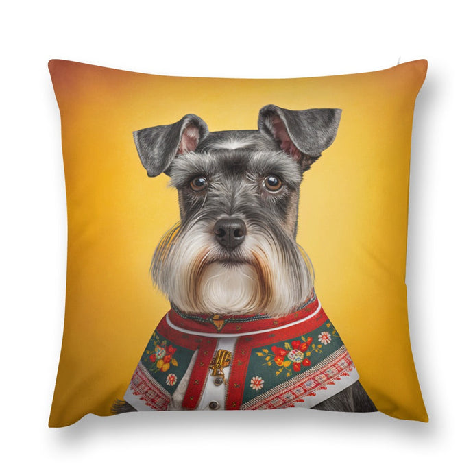 European Aristocrat Schnauzer Plush Pillow Case-Cushion Cover-Dog Dad Gifts, Dog Mom Gifts, Home Decor, Pillows, Schnauzer-4