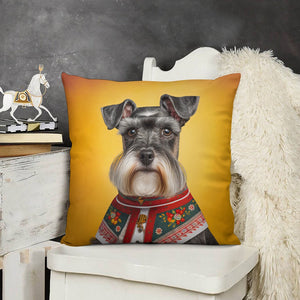 European Aristocrat Schnauzer Plush Pillow Case-Cushion Cover-Dog Dad Gifts, Dog Mom Gifts, Home Decor, Pillows, Schnauzer-5