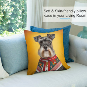 European Aristocrat Schnauzer Plush Pillow Case-Cushion Cover-Dog Dad Gifts, Dog Mom Gifts, Home Decor, Pillows, Schnauzer-6