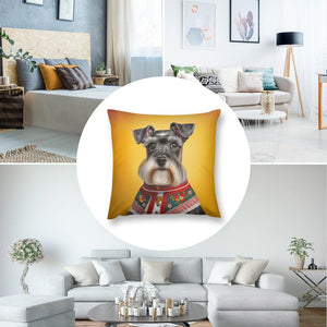 European Aristocrat Schnauzer Plush Pillow Case-Cushion Cover-Dog Dad Gifts, Dog Mom Gifts, Home Decor, Pillows, Schnauzer-7