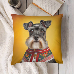 European Aristocrat Schnauzer Plush Pillow Case-Cushion Cover-Dog Dad Gifts, Dog Mom Gifts, Home Decor, Pillows, Schnauzer-8