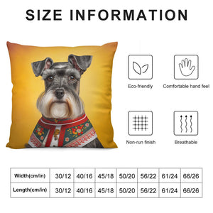 European Aristocrat Schnauzer Plush Pillow Case-Cushion Cover-Dog Dad Gifts, Dog Mom Gifts, Home Decor, Pillows, Schnauzer-12 "×12 "-White-1