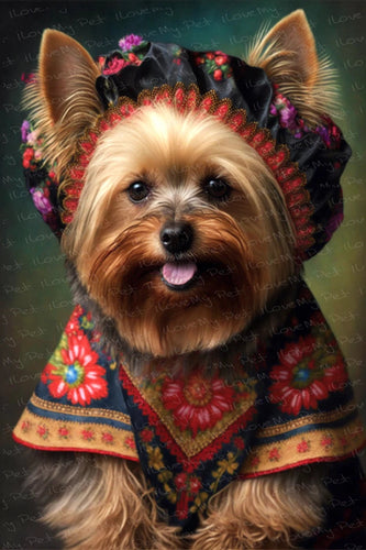 European Elegance Yorkie Wall Art Poster-Art-Dog Art, Home Decor, Poster, Yorkshire Terrier-1