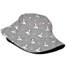 Load image into Gallery viewer, Eye Patch White Bull Terrier Love Bucket Hat-Hats &amp; Caps-Accessories,Bull Terrier,Dog Dad Gifts,Dog Mom Gifts,Hats-18