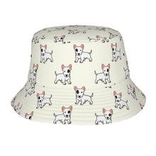 Load image into Gallery viewer, Eye Patch White Bull Terrier Love Bucket Hat-Hats &amp; Caps-Accessories,Bull Terrier,Dog Dad Gifts,Dog Mom Gifts,Hats-Ivory White-One Size-41