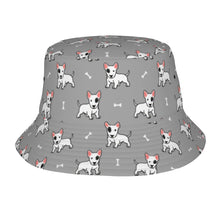 Load image into Gallery viewer, Eye Patch White Bull Terrier Love Bucket Hat-Hats &amp; Caps-Accessories,Bull Terrier,Dog Dad Gifts,Dog Mom Gifts,Hats-Parisian Gray-One Size-17