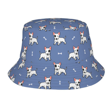 Eye Patch White Bull Terrier Love Bucket Hat Slate Blue One Size 33 360x