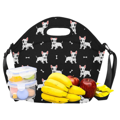 Eye Patch White Bull Terrier Love Neoprene Lunch Bag-14