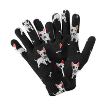 Load image into Gallery viewer, Eye Patch White Bull Terrier Love Touch Screen Gloves-Accessories-Accessories,Dog Dad Gifts,Dog Mom Gifts,Gloves-Black-5