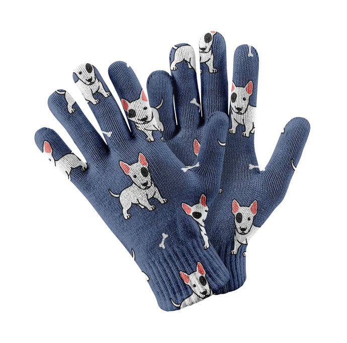 Eye Patch White Bull Terrier Love Touch Screen Gloves-Accessories-Accessories,Dog Dad Gifts,Dog Mom Gifts,Gloves-Navy-1