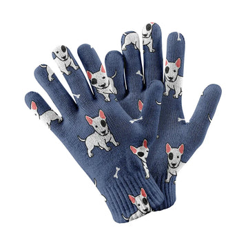 Eye Patch White Bull Terrier Love Touch Screen Gloves Navy 360x