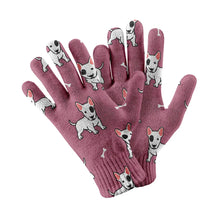 Load image into Gallery viewer, Eye Patch White Bull Terrier Love Touch Screen Gloves-Accessories-Accessories,Dog Dad Gifts,Dog Mom Gifts,Gloves-Rose gold-3