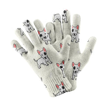 Load image into Gallery viewer, Eye Patch White Bull Terrier Love Touch Screen Gloves-Accessories-Accessories,Dog Dad Gifts,Dog Mom Gifts,Gloves-White-2