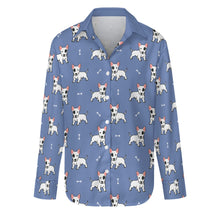 Load image into Gallery viewer, Eye Patch White Bull Terrier Love Women's Shirt-Apparel-Apparel,Bull Terrier,Dog Mom Gifts,Shirt-S-CornflowerBlue-1