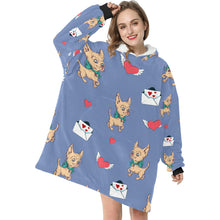 Load image into Gallery viewer, Love Letter Fawn Chihuahua Blanket Hoodie for Women - 4 Colors-Apparel-Apparel, Blankets, Chihuahua-Blue-1