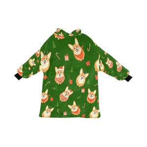 Rolly Polly Christmas Corgis Blanket Hoodie for Women - 4 Colors-Blanket-Apparel, Blankets, Corgi, Hoodie-11