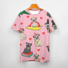 Load image into Gallery viewer, Fancy Dress Pugs All Over Print Women&#39;s Cotton T-Shirt - 4 Colors-Apparel-Apparel, Pug, Pug - Black, Shirt, T Shirt-2XS-DarkGray-11
