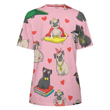 Load image into Gallery viewer, Fancy Dress Pugs All Over Print Women&#39;s Cotton T-Shirt - 4 Colors-Apparel-Apparel, Pug, Pug - Black, Shirt, T Shirt-2XS-DarkGray-13