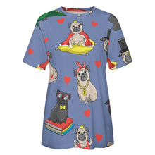 Load image into Gallery viewer, Fancy Dress Pugs All Over Print Women&#39;s Cotton T-Shirt - 4 Colors-Apparel-Apparel, Pug, Pug - Black, Shirt, T Shirt-2XS-DarkGray-9