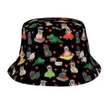 Load image into Gallery viewer, Fancy Dress Pugs Bucket Hat-Hats &amp; Caps-Midnight Black-One Size-7