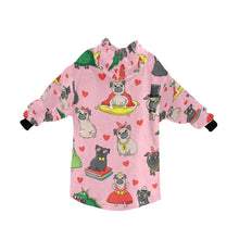Load image into Gallery viewer, Fancy Dress Pugs Love Blanket Hoodie for Women-Apparel-Apparel, Blankets-2