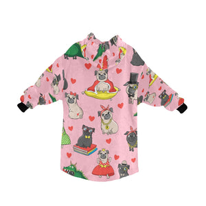 Fancy Dress Pugs Love Blanket Hoodie for Women-Apparel-Apparel, Blankets-2