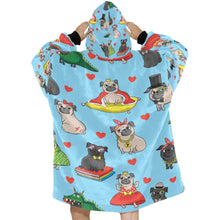 Load image into Gallery viewer, Fancy Dress Pugs Love Blanket Hoodie for Women - 4 Colors-Apparel-Apparel, Blankets, Pug-2