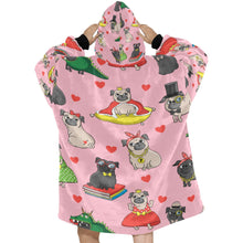 Load image into Gallery viewer, Fancy Dress Pugs Love Blanket Hoodie for Women-Apparel-Apparel, Blankets-4