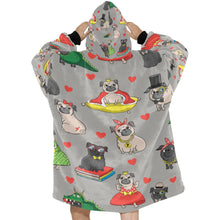 Load image into Gallery viewer, Fancy Dress Pugs Love Blanket Hoodie for Women-Apparel-Apparel, Blankets-12