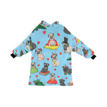 Load image into Gallery viewer, Fancy Dress Pugs Love Blanket Hoodie for Women-Apparel-Apparel, Blankets-SkyBlue-ONE SIZE-5