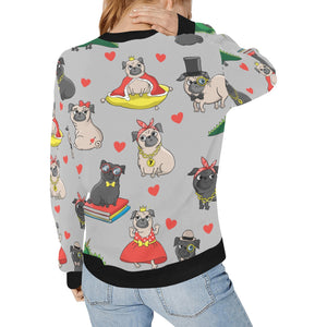 Fancy Dress Pugs Love Women's Sweatshirt-Apparel-Apparel, Pug, Sweatshirt-12