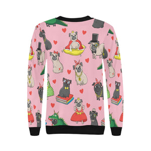 Fancy Dress Pugs Love Women's Sweatshirt-Apparel-Apparel, Pug, Sweatshirt-13