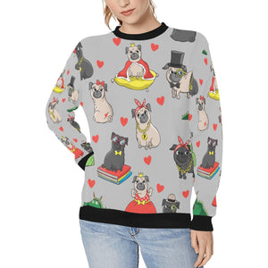 Fancy Dress Pugs Love Women's Sweatshirt-Apparel-Apparel, Pug, Sweatshirt-Silver-XS-14