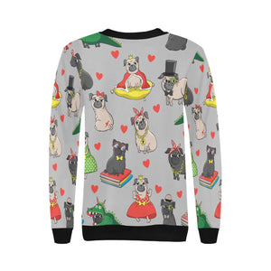 Fancy Dress Pugs Love Women's Sweatshirt-Apparel-Apparel, Pug, Sweatshirt-15