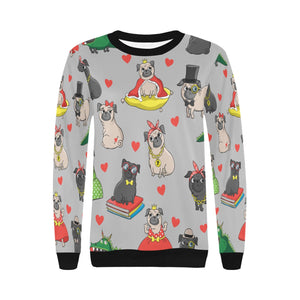 Fancy Dress Pugs Love Women's Sweatshirt-Apparel-Apparel, Pug, Sweatshirt-16