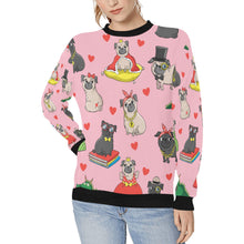 Load image into Gallery viewer, Fancy Dress Pugs Love Women&#39;s Sweatshirt-Apparel-Apparel, Pug, Sweatshirt-Pink-XS-2