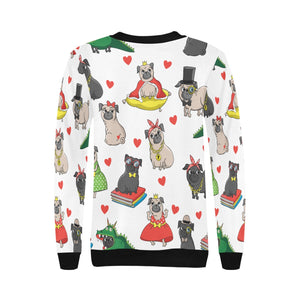 Fancy Dress Pugs Love Women's Sweatshirt-Apparel-Apparel, Pug, Sweatshirt-4