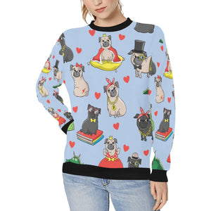 Fancy Dress Pugs Love Women's Sweatshirt-Apparel-Apparel, Pug, Sweatshirt-LightSteelBlue-XS-7
