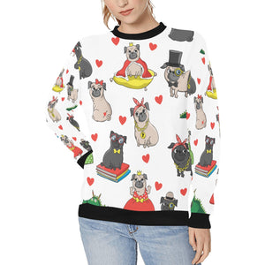 Fancy Dress Pugs Love Women's Sweatshirt-Apparel-Apparel, Pug, Sweatshirt-White-XS-1