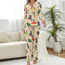 Load image into Gallery viewer, Fancy Dress Pugs Pajama Set for Women-Pajamas-Apparel, Pajamas, Pug, Pug - Black-10
