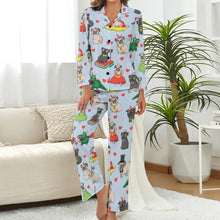 Load image into Gallery viewer, Fancy Dress Pugs Pajama Set for Women-Pajamas-Apparel, Pajamas, Pug, Pug - Black-11